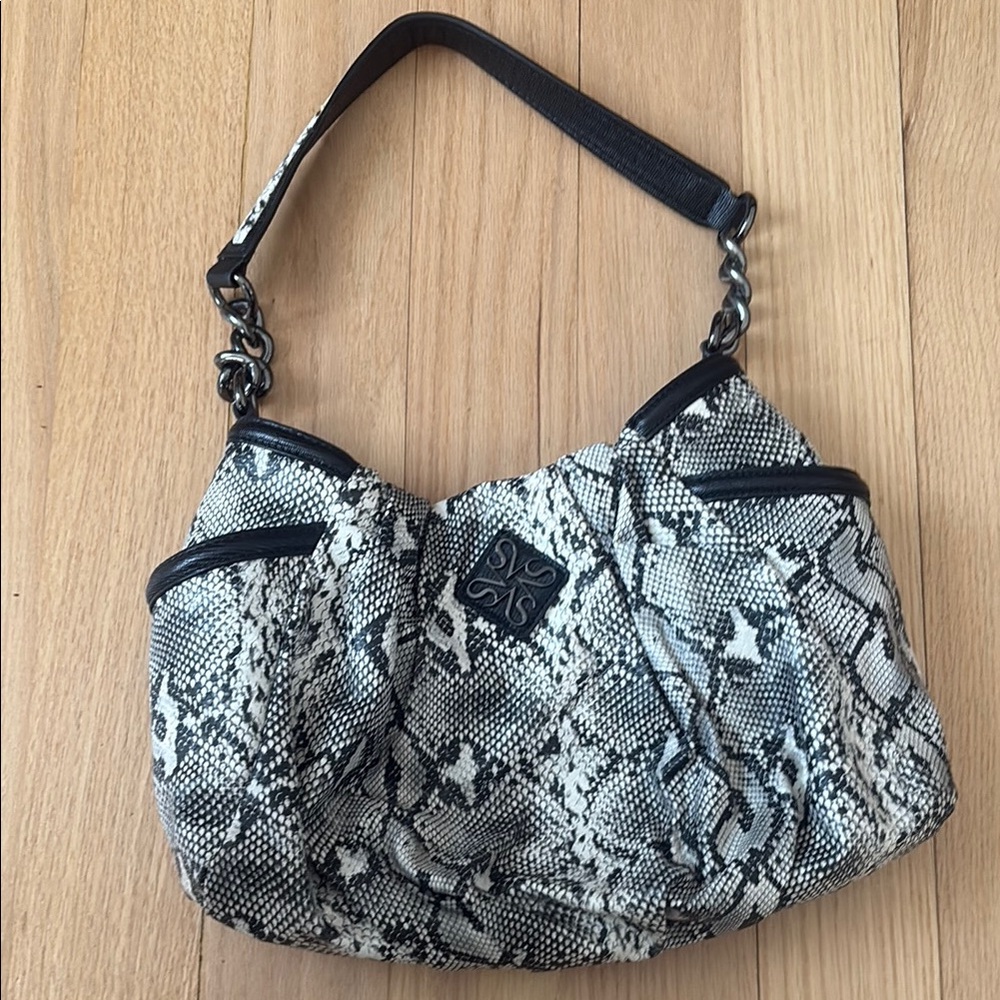 Stylish Black and White Snake Print Bag